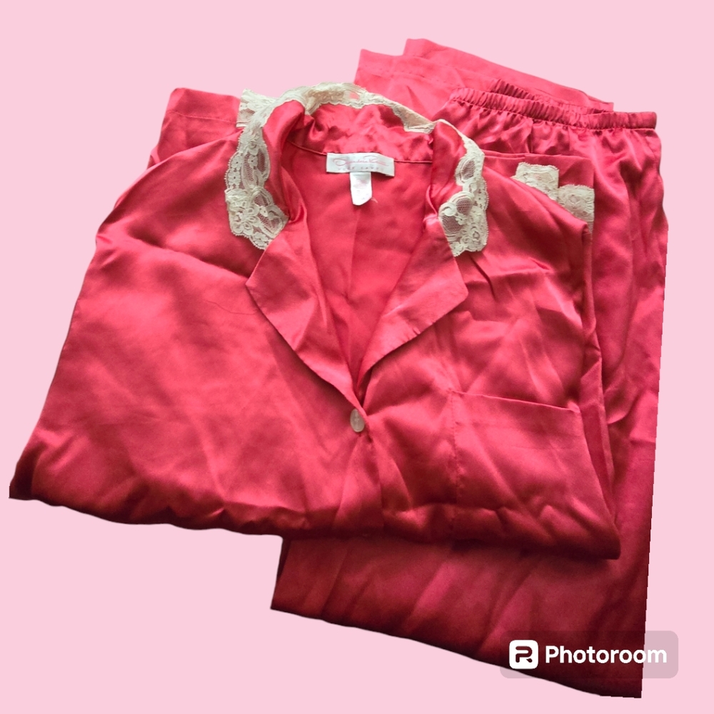 Vintage Oscar De La Renta Silk Pj's Set